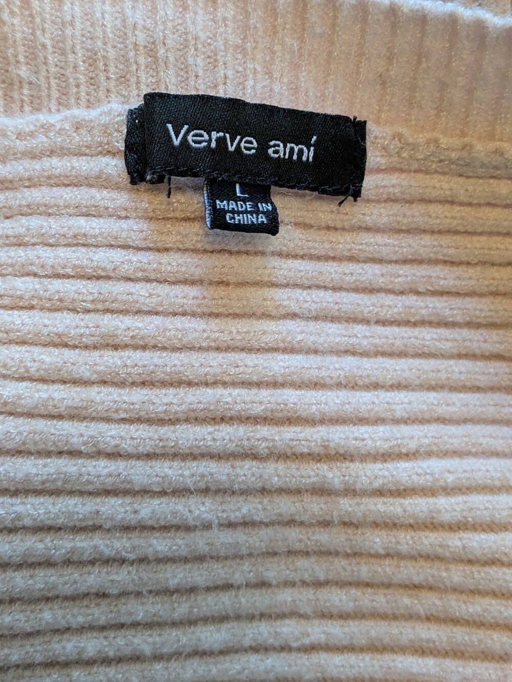 Verve Ami Ribbed Crew Neck Sweater Light Pink Large - Picture 4 of 7